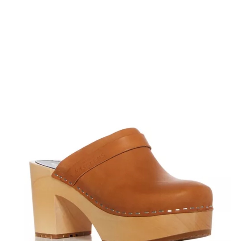 Swedish Hasbeens Brown Leather Clogs